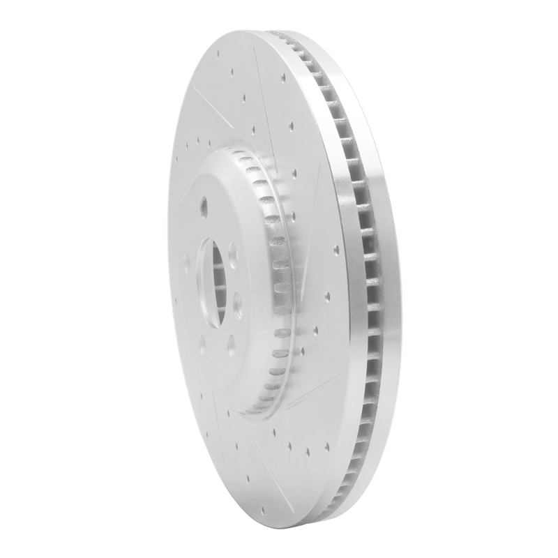 Jaguar E-Pace Brake Rotor (1) - Front Right - R1 Concepts - Drilled & Slotted - Silver - `20-`25